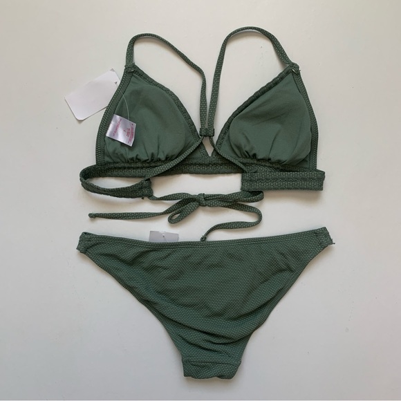 Xhilaration Green Bikini Set with Triangle Top - Picture 2 of 2